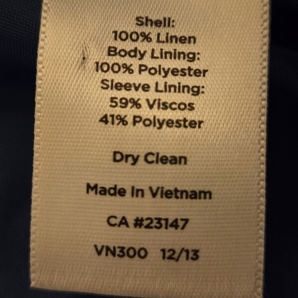 Talbots Women's Summer Blazer 100% Linen Blue Pockets 2 Button Blue Size 20 W - Picture 5 of 9